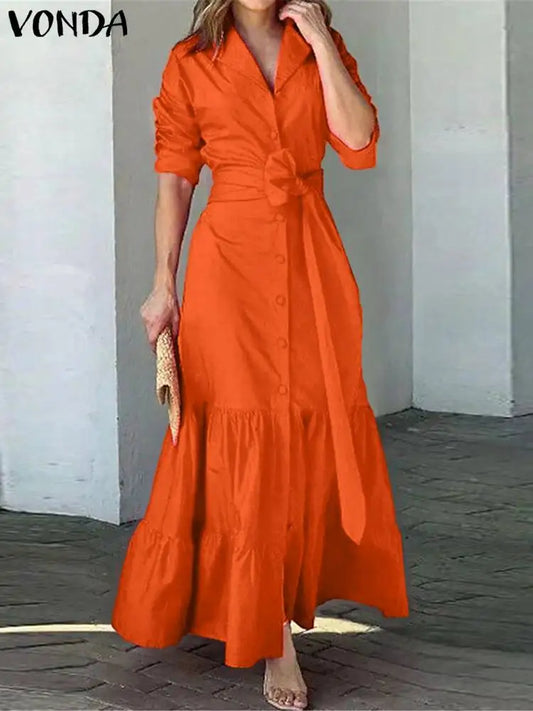 Vestido Lapela Elegante con Volantes Casual