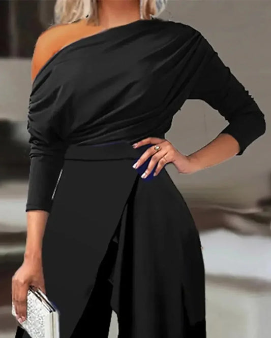 Elegant Black One Shoulder Jumpsuit