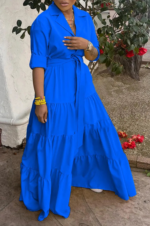 Elegant Long Dress with Belt