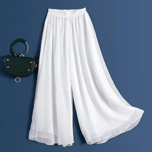 Pantalón Ancho de Chiffon Drapeado