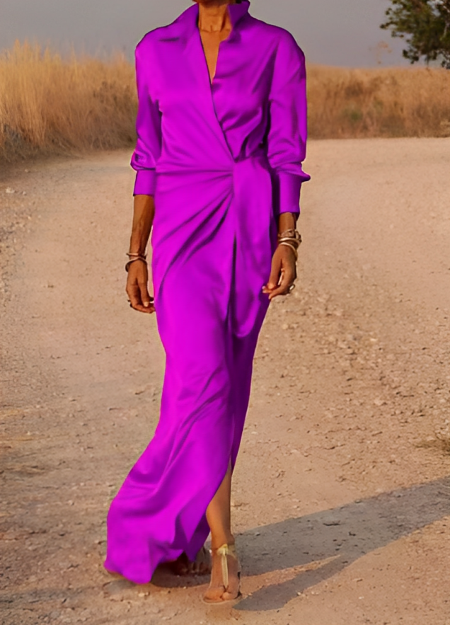 Vestido largo Xènia - Vestido de fiesta para mujer con lazo