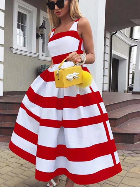 Vestido Estampado a Rayas
