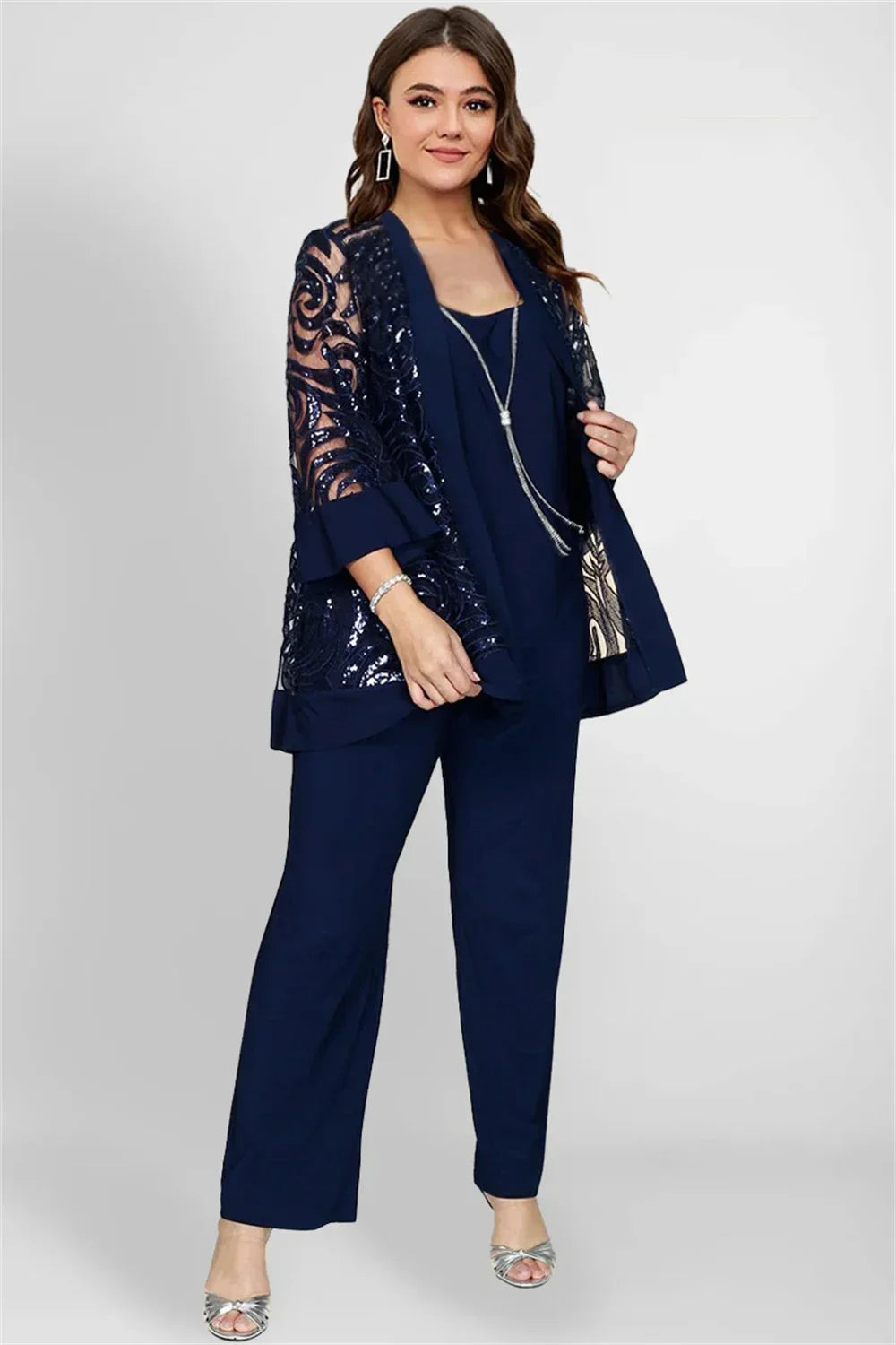Conjunto Formal de Tres Piezas para Madre de la Novia Plus Size