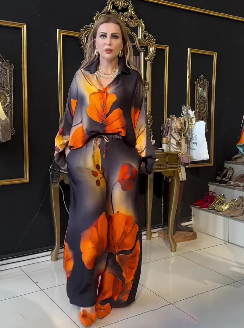 2 Piece Satin Print Set