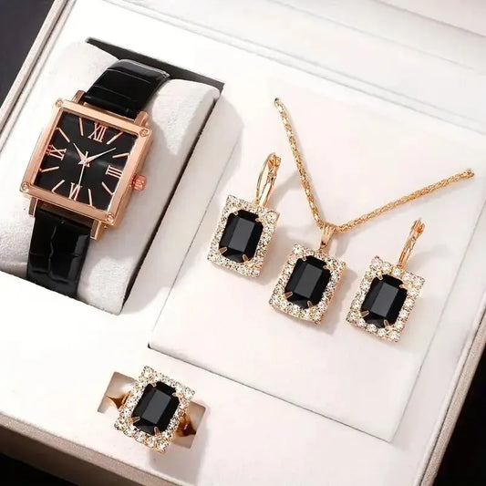 Reloj Cuadrado Elegante y Funcional (Conjunto de 5 Piezas)