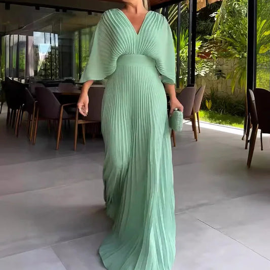 Vestido Plisado de Primavera/Verano