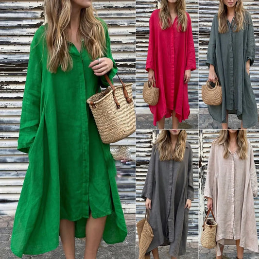Women's Long Cotton and Linen Dress