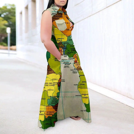 Vestido Largo - Impresión de Mapas
