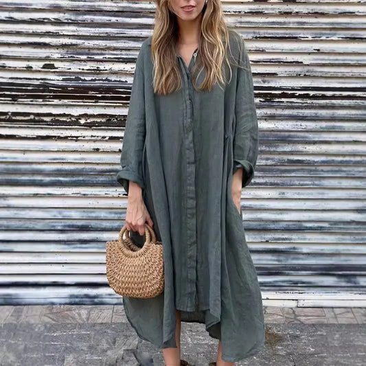 Women's Long Cotton and Linen Dress