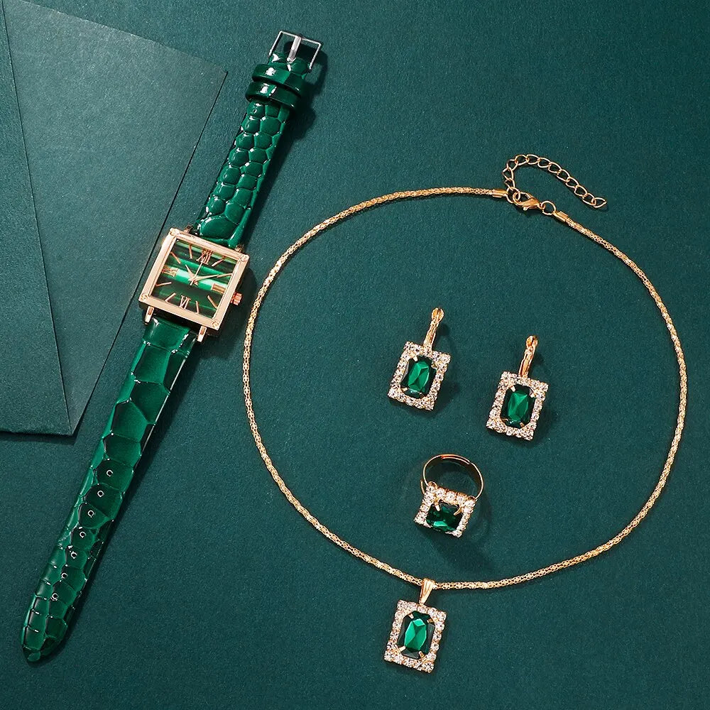 Reloj Cuadrado Elegante y Funcional (Conjunto de 5 Piezas)