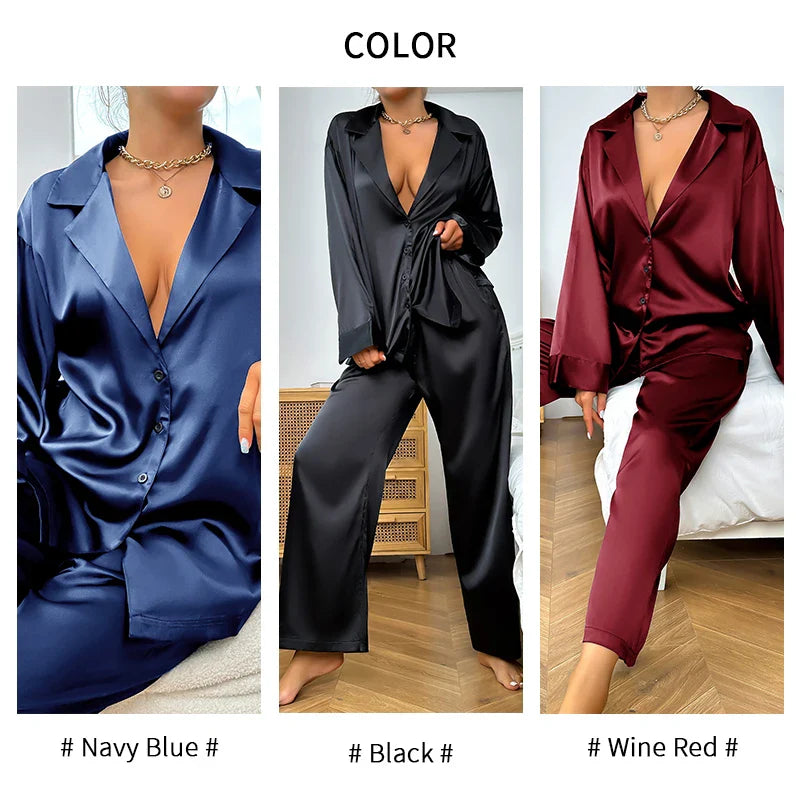 2 Piece Satin Silk Pajama Set