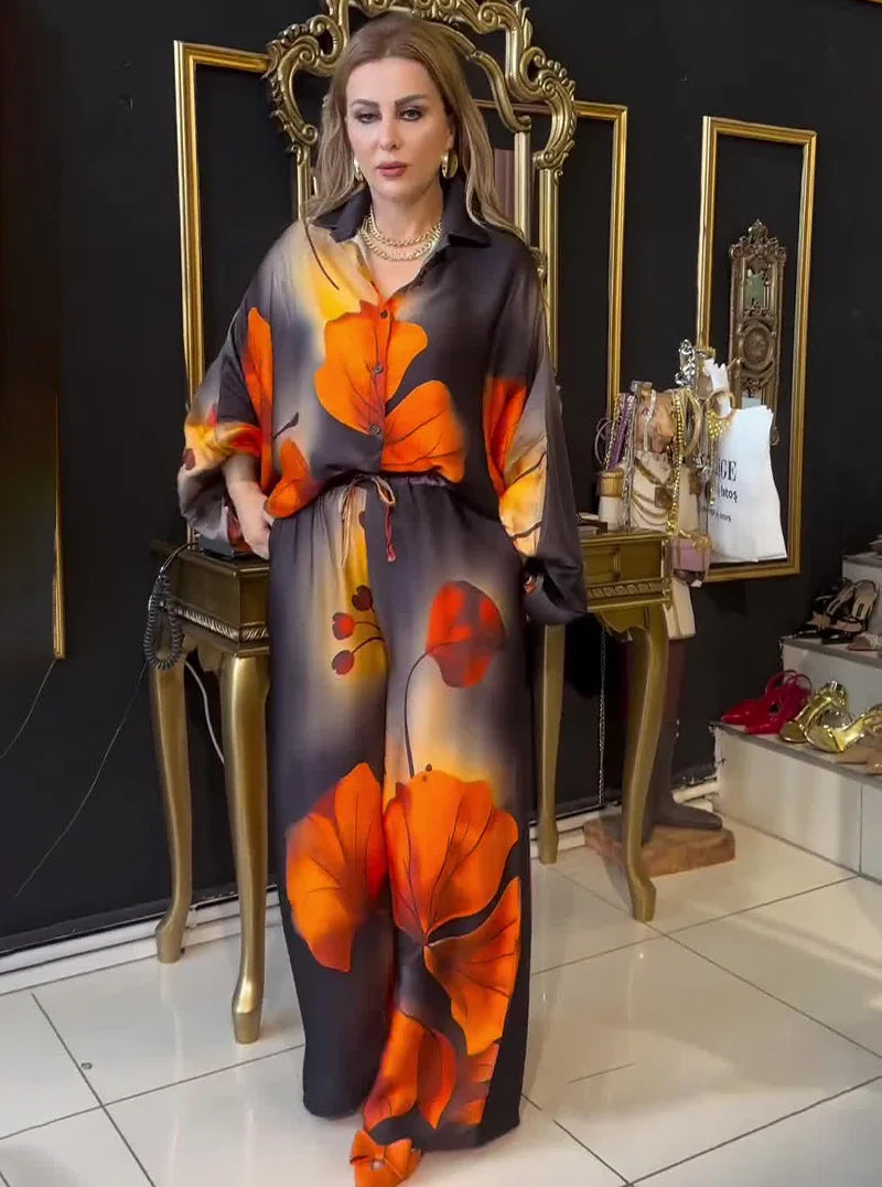2 Piece Satin Print Set