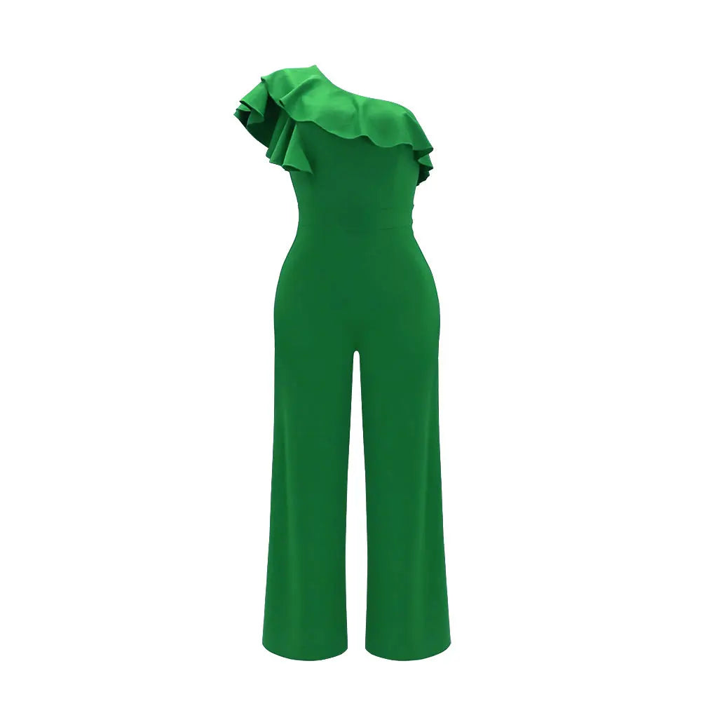 Elegant One Shoulder Ruffle Jumpsuit