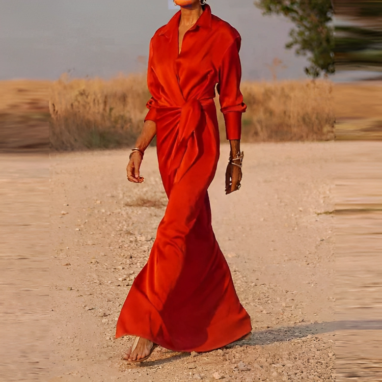 Vestido largo Xènia - Vestido de fiesta para mujer con lazo