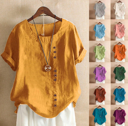 Blusa de Lino y Algodón (S - 5XL)