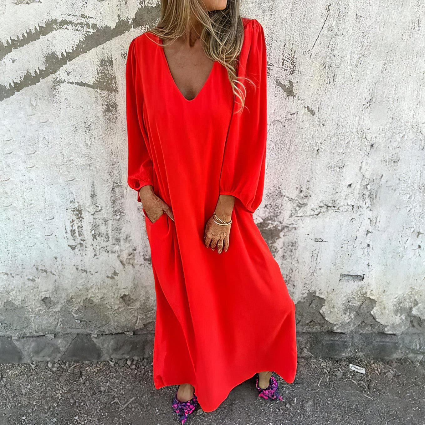 Long bohemian dress with slit