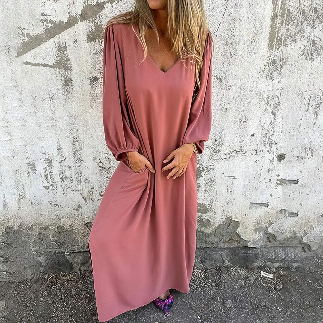Long bohemian dress with slit